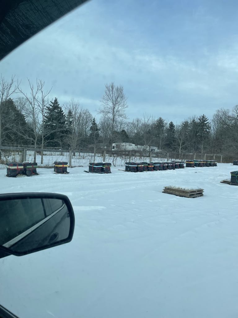 Inspecting beehives in Winter